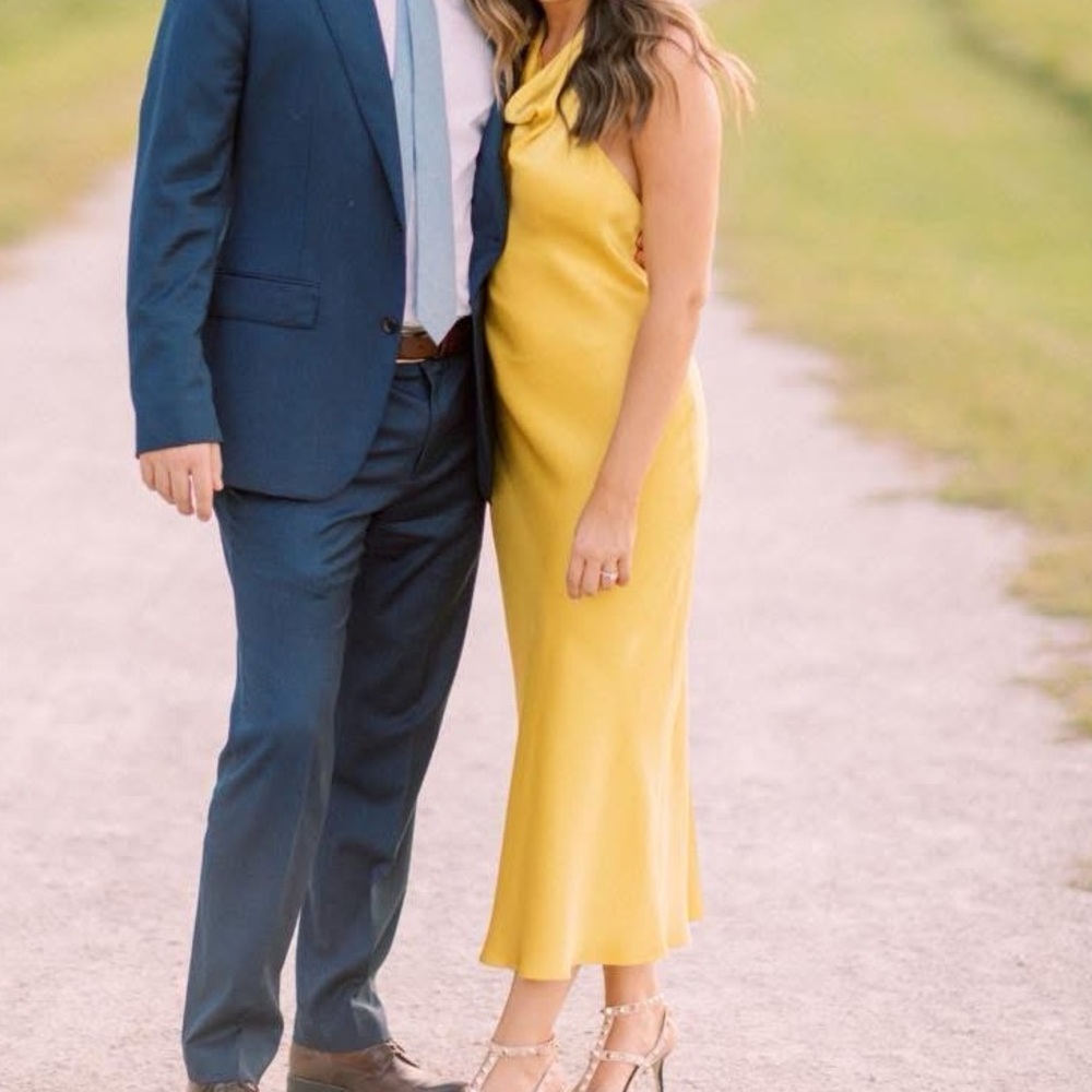 Amanda UpRichard satin yellow dress